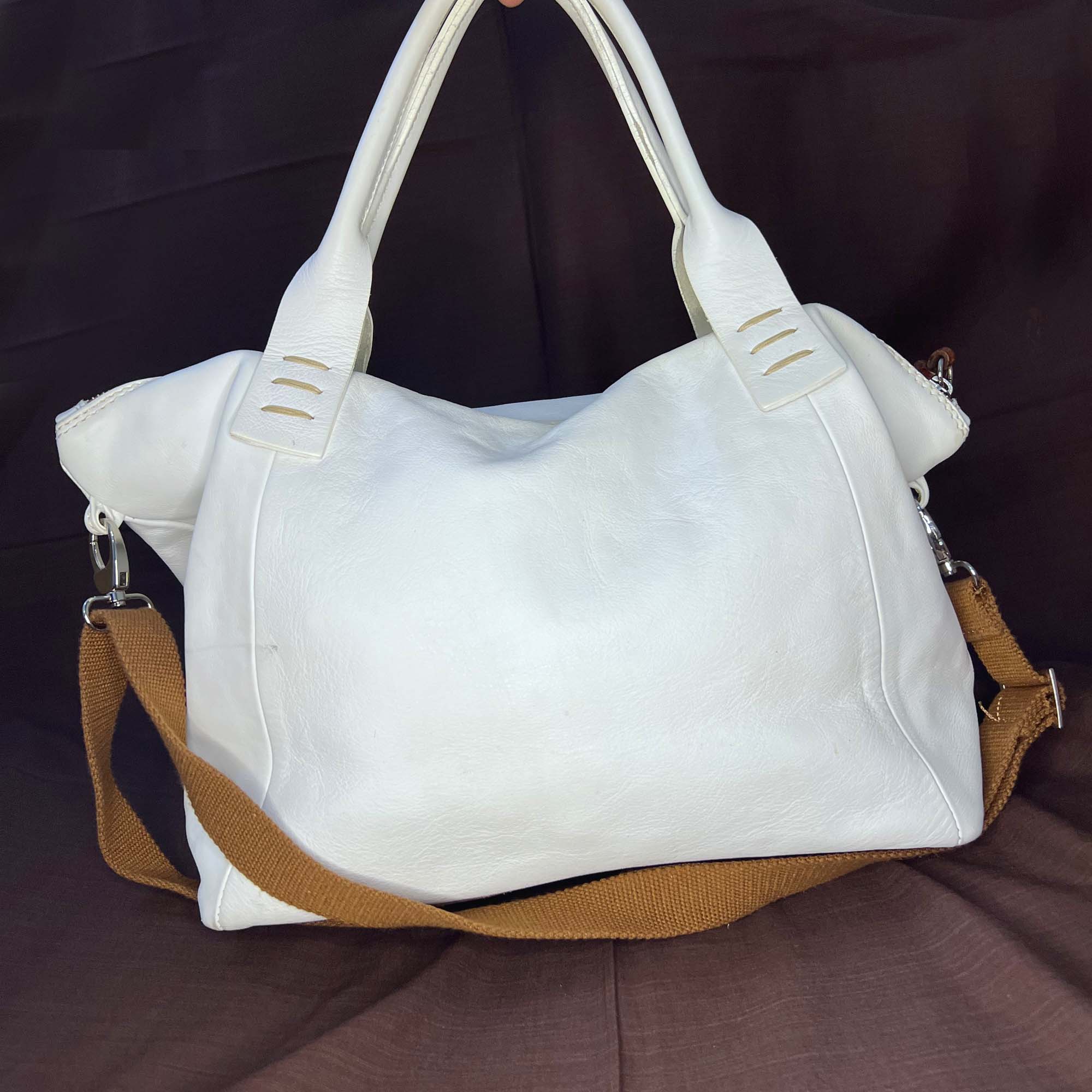 Sofia C White Leather Shoulder Bag 01