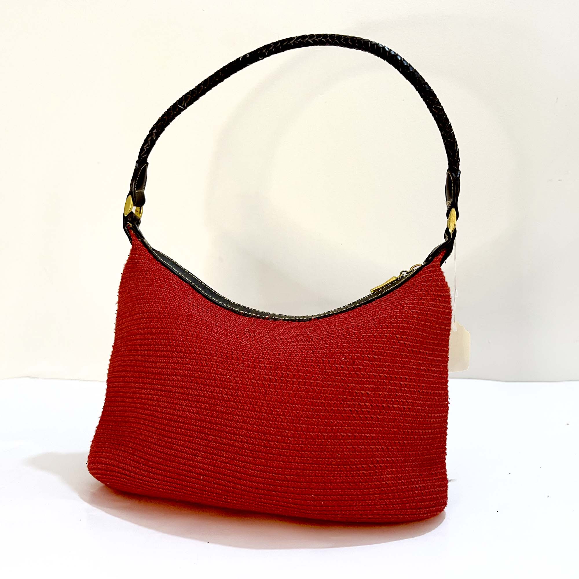 red classic tote bad with leather handle 01